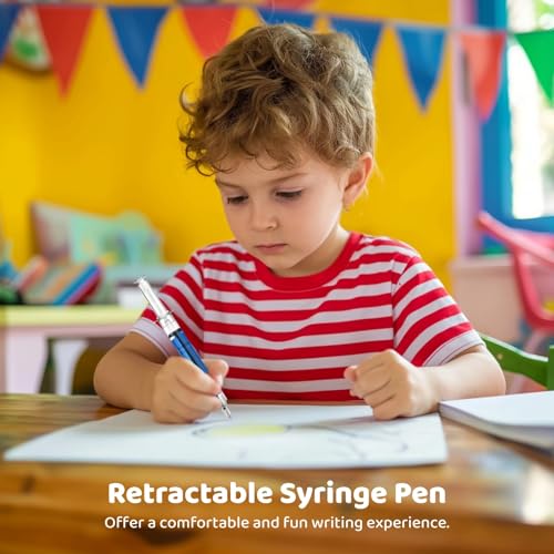 200 Pcs Syringe Pens Bulk, Retractable Fun Nurse Pens, Multi-Color Novelty Ballpoint Pens, Pretend Party Favors, Nursing School Supplies, Unique Gifts for Nurses, Doctors, Black Ink (200)