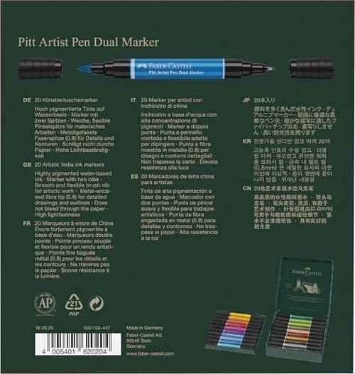 Faber-Castell Pitt Artist Pen Dual Tip Markers - Set of 20