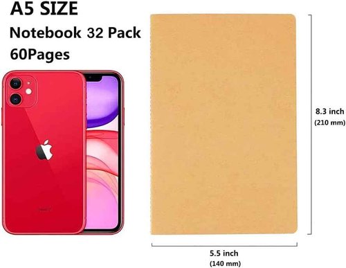 48 Pack Notebook Journals for Travelers, Students and Office, Writing Diary Subject Notebooks Planner with Thick Paper, 60 Pages, 30 Sheets, 8.3x5.5 inch, A5 Size, Travel Journal Set.(Lines)