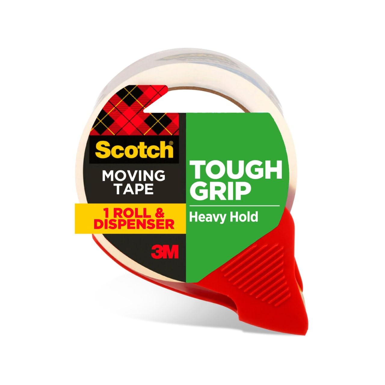 Scotch Tough Grip Moving Packing Tape, Clear, Moving Tape that Secures Boxes up to 80 Pounds, 1.88 in. x 54.6 yd., 1 Tape Roll