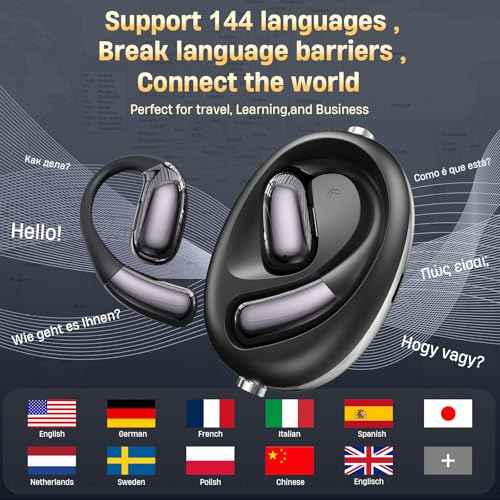 Ai Translation Earbuds, Real Time 3-in-1 Translator Earbuds 144 Language with APP Compatible with iOS & Android,Wireless Bluetooth Headphones Translating Device for Travel Business and Learning