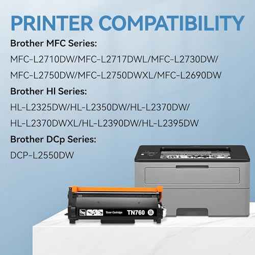 TN760 for Brother TN760 TN-760 TN 730 Toner Cartridges Used to Brother HL-L2350DW HL-L2395DW MFC.L2710DW MFC-L2690DW DCP-L2550DW Printers , High Yield Black - 4Pack