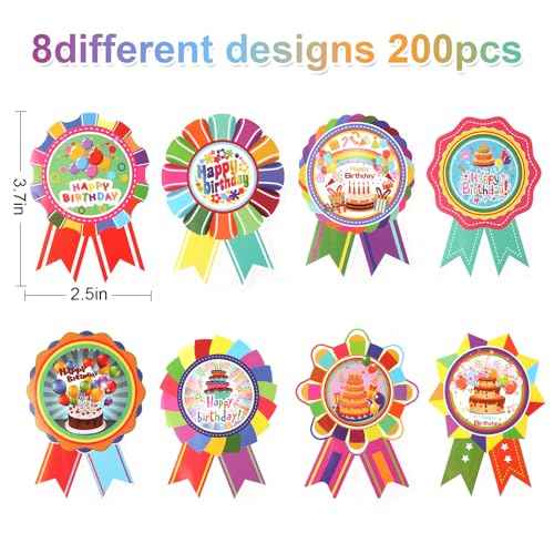 Kolewo4ever 500 Pieces Happy Birthday Gifts Set:100 Pcs Happy Birthday Pencils,100 Pcs Bookmarks and 200 Pcs Badge Stickers