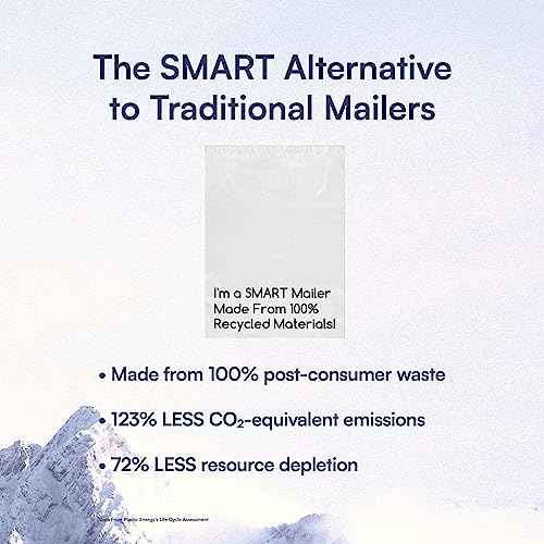 200 Count, 10x13 inch 100% Recycled Poly Mailers Eco Friendly Packaging Envelopes Supplies Mailing Bags 2.5 Mil Thick - SMART Mailer