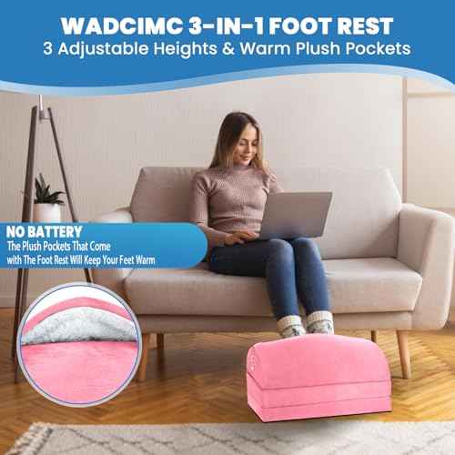 Foot Rest for Under Desk at Work, Warmer Feet Pocket Footrest,Foot Stool with Washable Cover,Comfortable Footrest with 3 Adjustable Heights, for Office Gaming Chair, for Leg Support, XL(18IN)