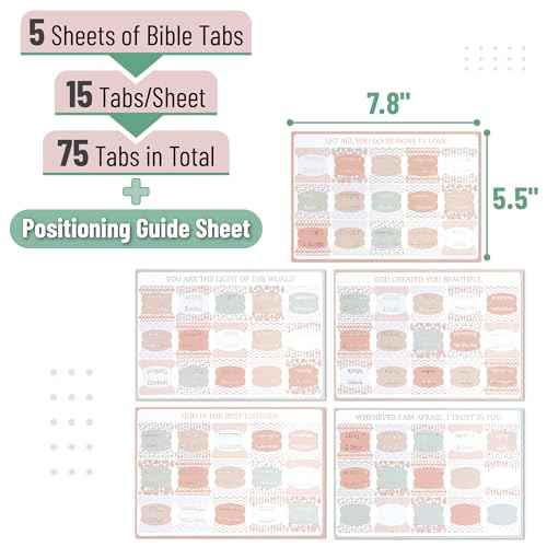 Mr. Pen- Mini Bible Tabs, 75 pcs, Modern Grace, Laminated Bible Tabs for Women and Men