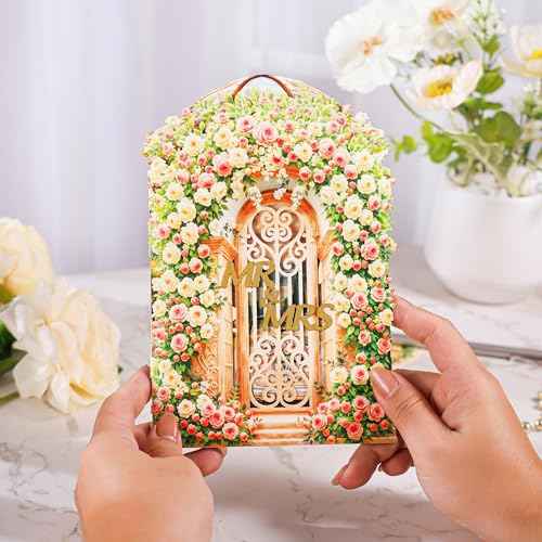 Wedding Pop Up Card - Romantic Card for Bride and Groom, Wedding Congratulations, Engagement, Newlyweds, Bridal Shower, Ideas Valentine¡¯s Day for Girlfriend, Husband, Wife, Boyfriend, Bride, Groom
