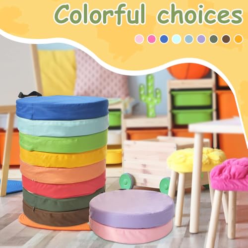 Round Flexible Floor Cushion with Handle, 600D Waterproof Oxford Fabric Floor Seating for Home, Daycare, Preschool, Classroom and Meditation (10)