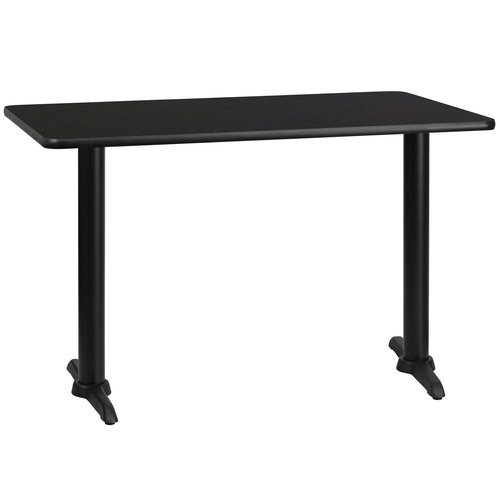 Flash Furniture 30'' x 48'' Rectangular Black Laminate Table Top with 5'' x 22'' Table Height Bases