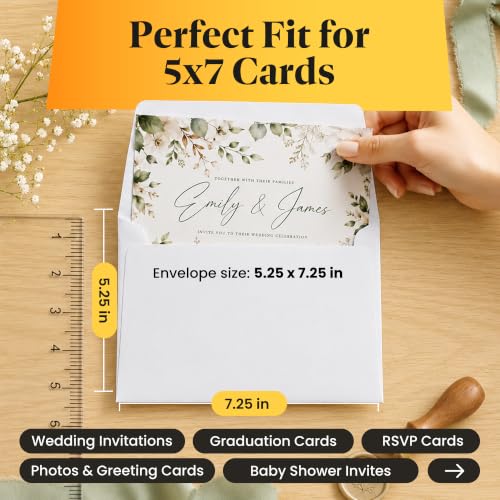 Sensei Supplies 110 Pack White 5x7 Envelopes for Invitations - Self Seal, 120 GSM - Single Pack