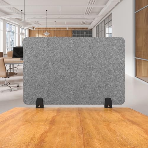 ReFocus 24" x 16" Castile Gray Clamp-On Acoustic Desk Divider — Noise-Reducing PET Privacy Panel