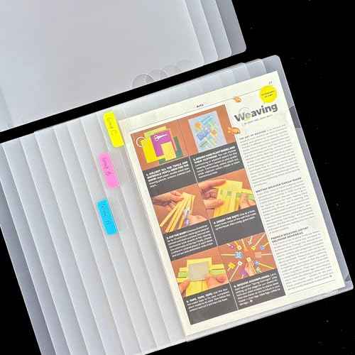 200 Pack Document Clear Plastic Folder Copy Safe Project Pocket L-Type US Letter Size A4 Paper Sleeves Folders in Transparent with 30 Pieces Index Tabs