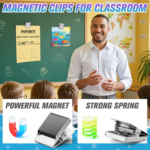 Mukfirm 12 Pack Large Silver Magnetic Clips - Heavy Duty Note & Paper Clips