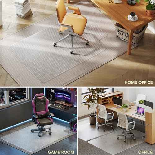 Office Chair Mat for Carpet with Lip, 40" x 50" Clear Plastic Heavy Duty Desk Floor Protector, Low Pile Carpet Saver Mat for Rolling Chairs, Smooth Glide Computer Chair Mat for Office or Home