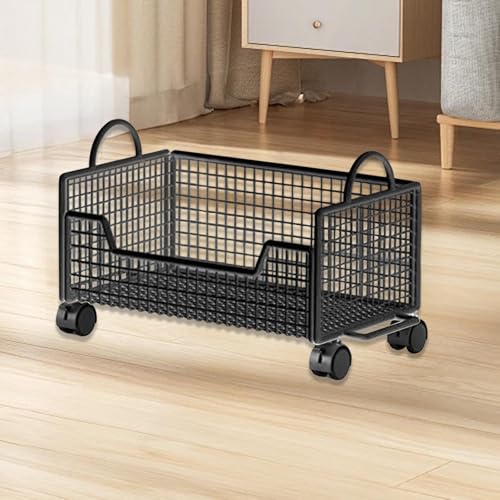 Milageto Black Rolling Book Cart with Wheels – 16.54 x 9.45 x 10.24 in Multifunction Mobile Storage