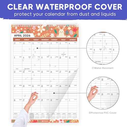 Wall Calendar 2025-2026, 21 Months Calendar Runs from October 2025 to June 2027 - Large 22.75" x 15.5" Vertical Monthly Calendar for Office, Home, or School, Seasons Pattern