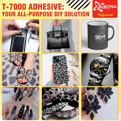 ALECPEA T-7000 Black Adhesive Glue 2PCS 15ml — Waterproof Precision Repair for Phone, Electronics, Jewelry & Crafts