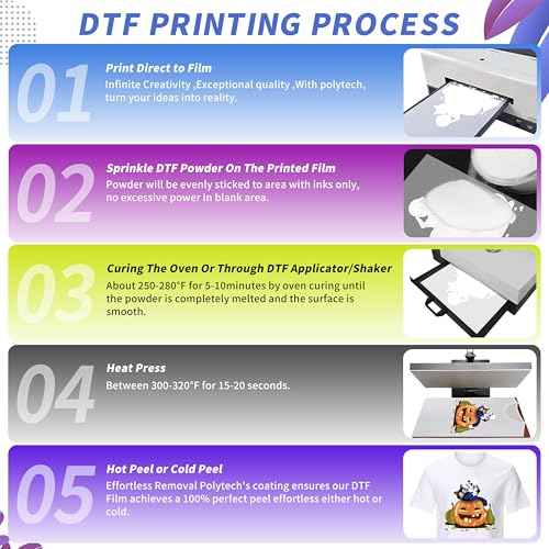 500ML DTF Ink Set Vivid Pigment Ink for PET Film Direct-to-Film Printing, Perfect Refill for Printheads (DX5/DX7/5113/XP600/I3200/4720/TX800) 2White+Black+Cyan+Magenta+Yellow