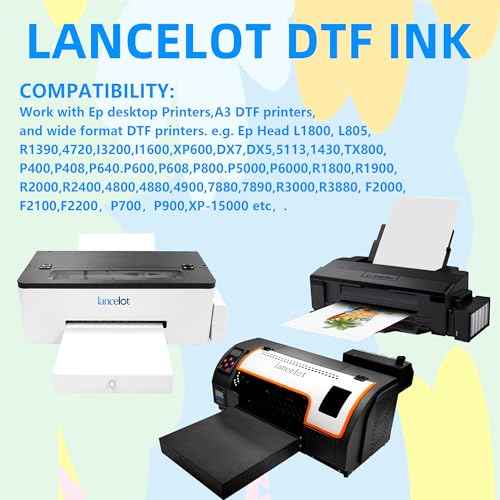Lancelot Premium DTF Ink 500ML-Vibrant & Durable PET Film Transfer Ink for DTF Printer, Epson Printers Epson ET-8550, XP-15000, L1800, L805, R1390, R2400 for Heat Transfer Printing 500ml(500ml*1,1WH)