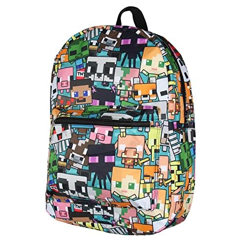 Bioworld Minecraft Backpack Multi Character Chibi Video Game School Laptop Travel Backpack