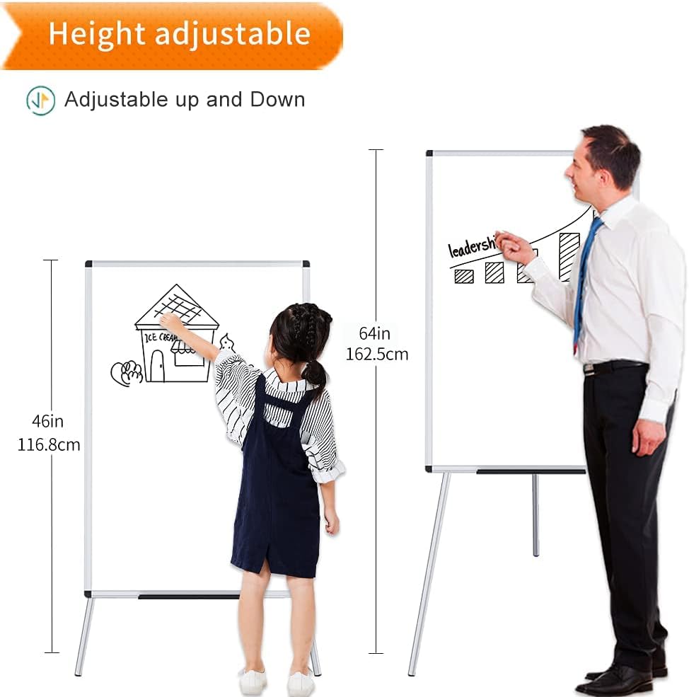 VIZ-PRO Whiteboard Easel - Portable Height Adjustable Dry Erase Board | 36 x 24 Inches