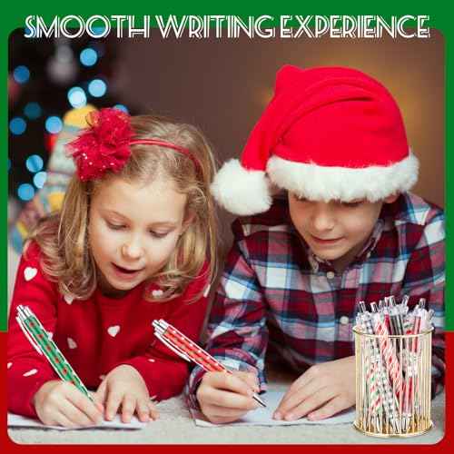 Cholemy 200 Pcs Christmas Pens Bulk Christmas Ink Gel Pens Bulk Ballpoint Xmas Novelty Theme Black Ink Gifts for Adults Coworkers Team(Classic Style)