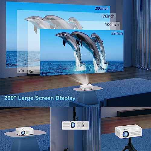 Native 1080P Projector with WiFi and Bluetooth, Full HD Movie Projector for Outdoor Use, 4K Supported Portable Mini Proyector, Compatible with iOS Android Phone, HDMI, USB, TV Stick for Home, Bedroom