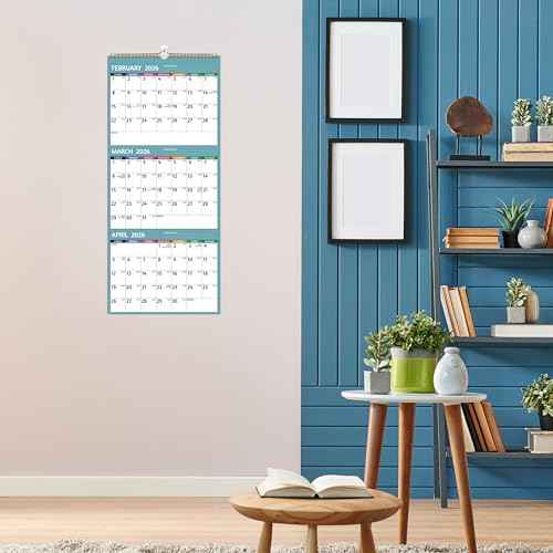 2026 Wall Calendar - 3 Month Calendar 2026 Vertical, Jan 2026 - Dec 2026, 3 Month Wall Calendar 2026, 11 x 26 In Open, 2026 Calendar with Large Print, Holidays, Thick Paper, Priorities £¦ Notes