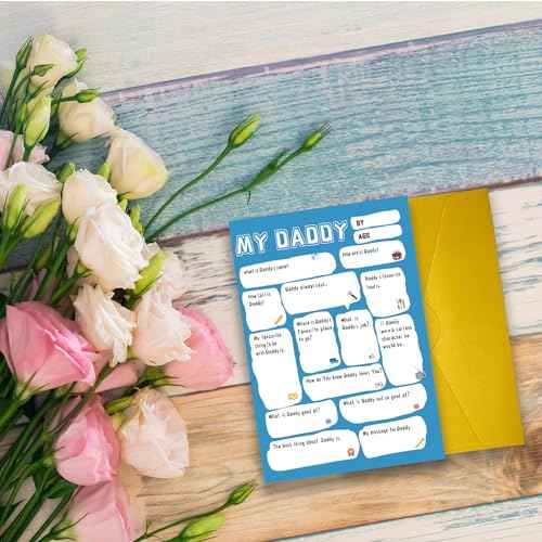 UUEFKTN Cute Daddy Birthday Card Gift from Son Daughter Kids Toddler Wife, Dad Birthday Gift Ideas, Funny Diy Fathers Day Card from Son Daughter Kids Wife, Best Daddy Toddler Children DIY Cards