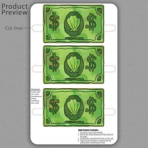 Credit Card Skin Sticker Cover Decal Wrap 3-Pack ? Funny Sea Bucks Currency Design ? Durable Vinyl Stickers for Cards - CCS006