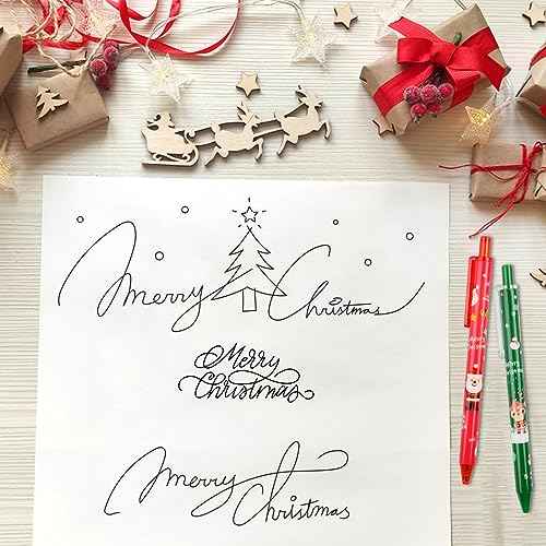 CCINEE 30 Pcs Christmas Gel Pen Cute Retractable Printing Pens Xmas Ballpoint Pen Santa Claus Elk Snowman Christmas Tree Black Ink for School Office Supplies Children Gift Rewards