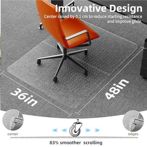Office Chair Mat for Carpet: 36"x48" Computer Desk Floor Mat -PVC Plastic Rug Carpet Protector Mats for Gaming Chair Under Desk Pad for Rolling Chair,Desk Chair mat,Ship Flat