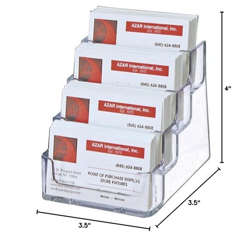 Azar Displays 252004 4 Tier Pocket Business Card Holder, Durable Clear Acrylic Business Card Holder for Desk - Minimalist Plastic Card Display Holder, Inside Dimensions: 3.625" W x 0.75" D, 10-Pack