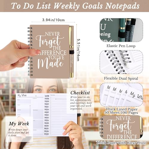 Tellingyou 60 Pcs/ 30 Set Employee Appreciation Gifts Bulk for Coworker Christmas A6 to Do List Notebook with Ballpoint Pen Weekly Journal for Staff Office Team Nurse Practitioner Thanksgiving (Boho)