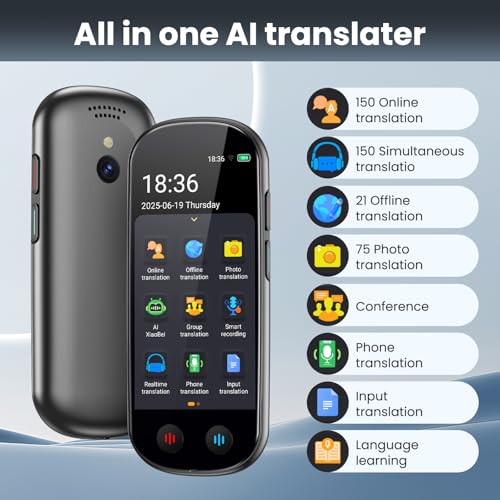 Simbago BLACK-Z9 Offline & AI Language Translator Device 150+ Languages