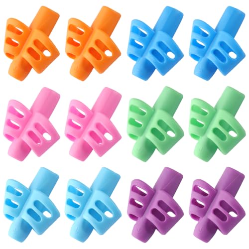 Bribobo 12 Pack Silicone Pencil Grips for Kids Handwriting, Ergonomic Pen Holders