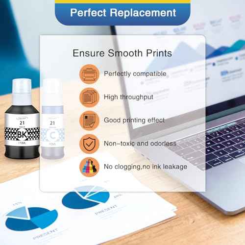 GI-21 G3270 G3260 Ink Bottles Compatible for Canon 21 GI-21 GI21 Ink Refill Bottles Set, Compatible for Canon MegaTank G3270 G3260 G3290 G3272 G4280 G4270 G2270 G2260 G1220 G1230 Printer