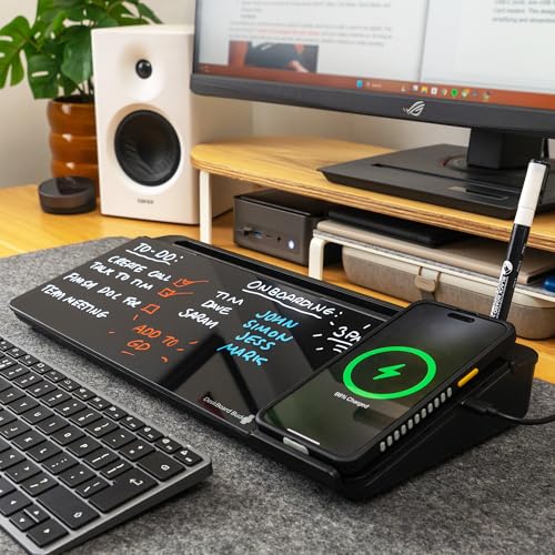 DeskBoard Buddy Whiteboard with Wireless Charger - Black