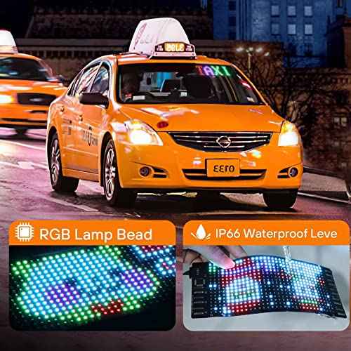 RAYHOME LED Sign for Car, 7''x3''Flexible LED Matrix Panel USB 5V Bluetooth Application Control DIY Programmable Scrolling Sign for Car Party Wedding Festival