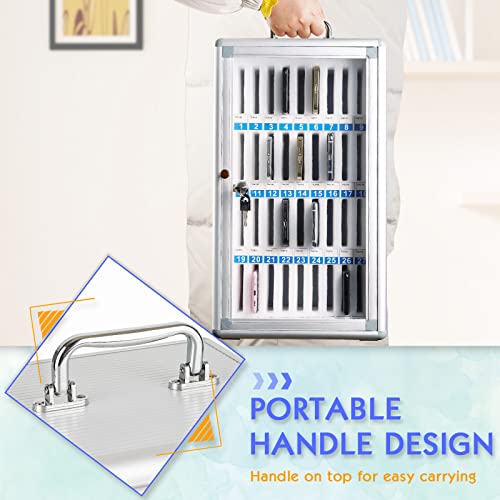 36 Slots Aluminum Alloy Pocket Chart Storage Cabinet for Cell Phones,Wall-Mounted with a Locked,Can be Carried by Hand (36 Slots)