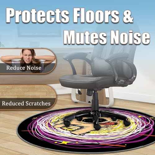 Office Short Pile Chair Mat, Non-Slip Noise-Reducing Desk and Chair Rug, 47 Inch Round Mat, Office¡¢Study Decorative Rug for Wood Floors, Laminate and Ceramic Tiles(Puppy)