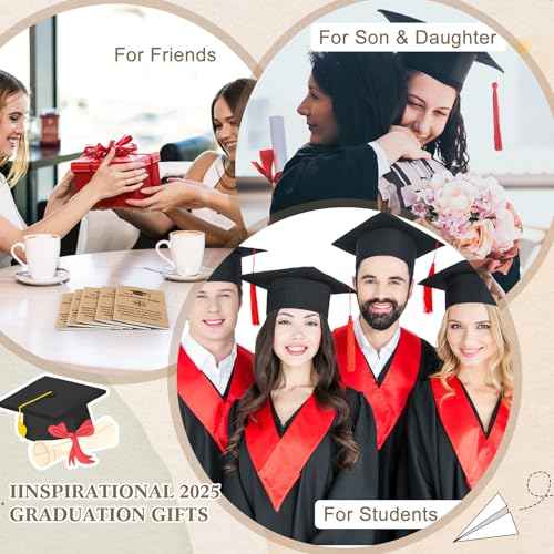 150 Pcs Class of 2025 Graduation Gifts Bulk Inspirational Pocket Kraft Notebooks and Ballpoint Pens with Wooden Keychains Graduation Party Favors for Daughter Son College Senior Students