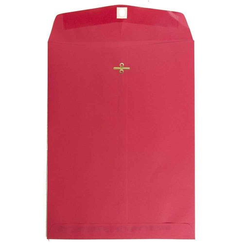 JAM PAPER 9 x 12 Colored Recycled Envelopes with Clasp Closure - Red Recycled - 100/Pack