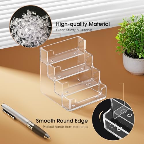 MaxGear 2 Pack Acrylic Business Card Holders with 4 Pockets - 320 Card Capacity