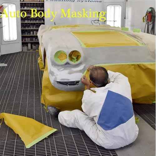 Masking Paper, Paint Masking Paper with Adhesive,20 Inch x 50 Feet Painters Paper Roll, Tape and Drape Painters Paper, for Auto Body Masking, Wall Covering and Paint Masking (6, 20 inch x 50feet)