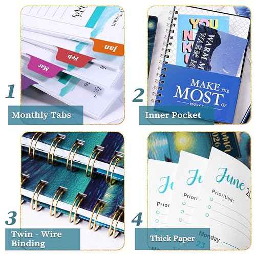 2026 Planner - Planner 2026, Jan. 2026 - Dec. 2026, 8.4"x 6.3", 2026 Planner Weekly and Monthly, 2026 Calendar Planner with Elastic Closure + Colorful Tabs + Hardcover - Dreaming Sea