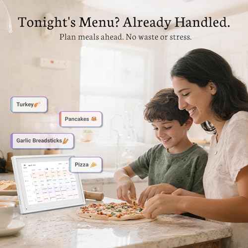 BSIMB 10.1 Inch Digital Calendar - Chore Chart, Meal Planner, Rewards System, Photo Display, Smart Electronic Calendar Touchscreen Interactive Display for Family Schedules Seamless Scheduling White
