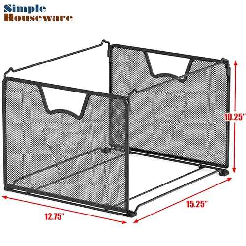 Simple Houseware Mesh Hanging File Folder Organizer, 2 Packs, Black