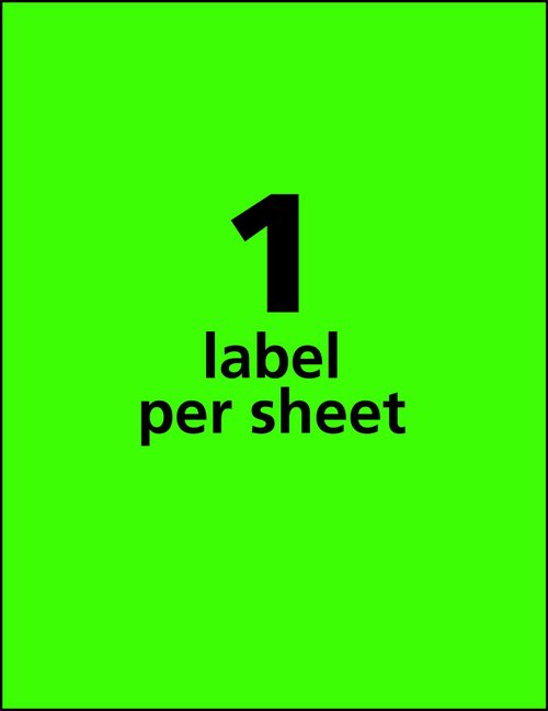 Avery Neon Shipping Labels for Laser Printers, 8-1/2" x 11", 100 Green Labels (5940)