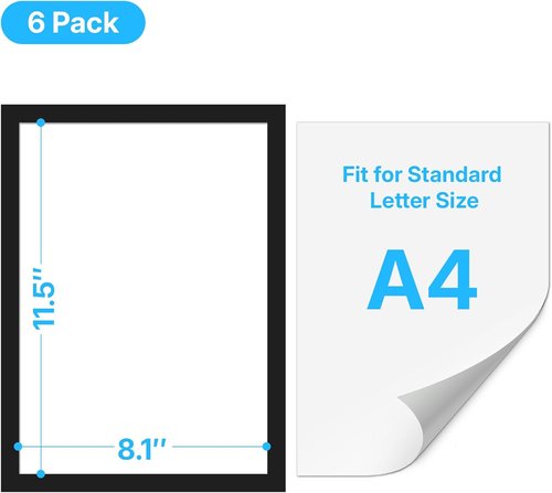 OWLKELA Magnetic Sign Holder - 6 Pack 8.5x11 Inch Adhesive Frames with Strong Magnet for Office & Store